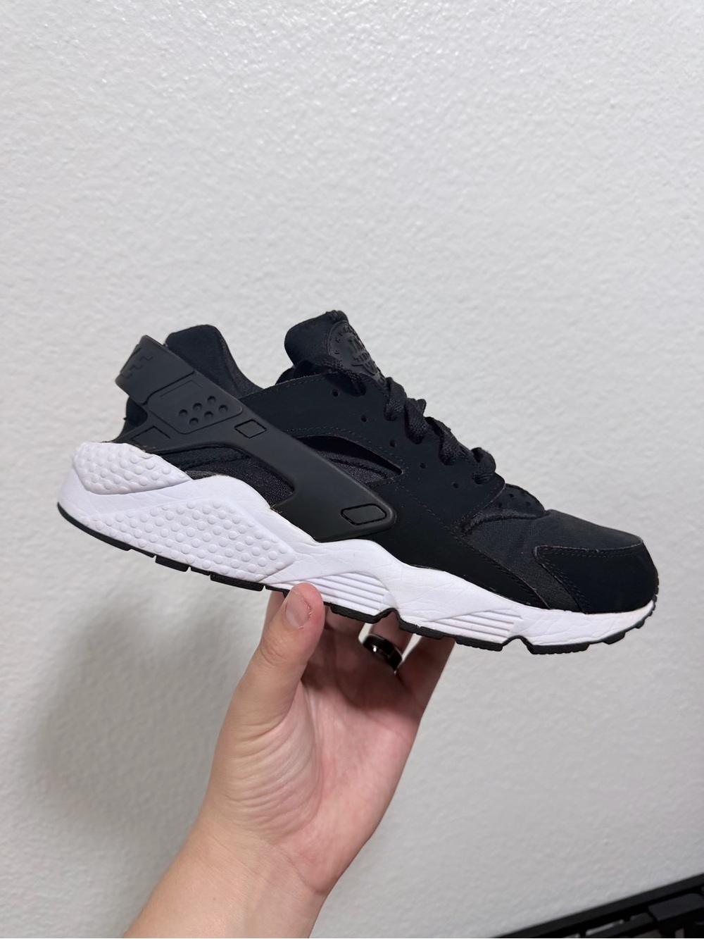 Nike black and white huarache